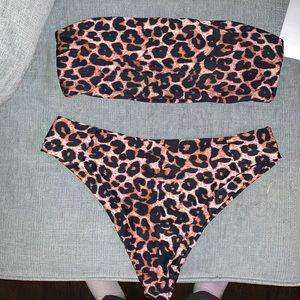 SHEIN leopard bandeau bikini